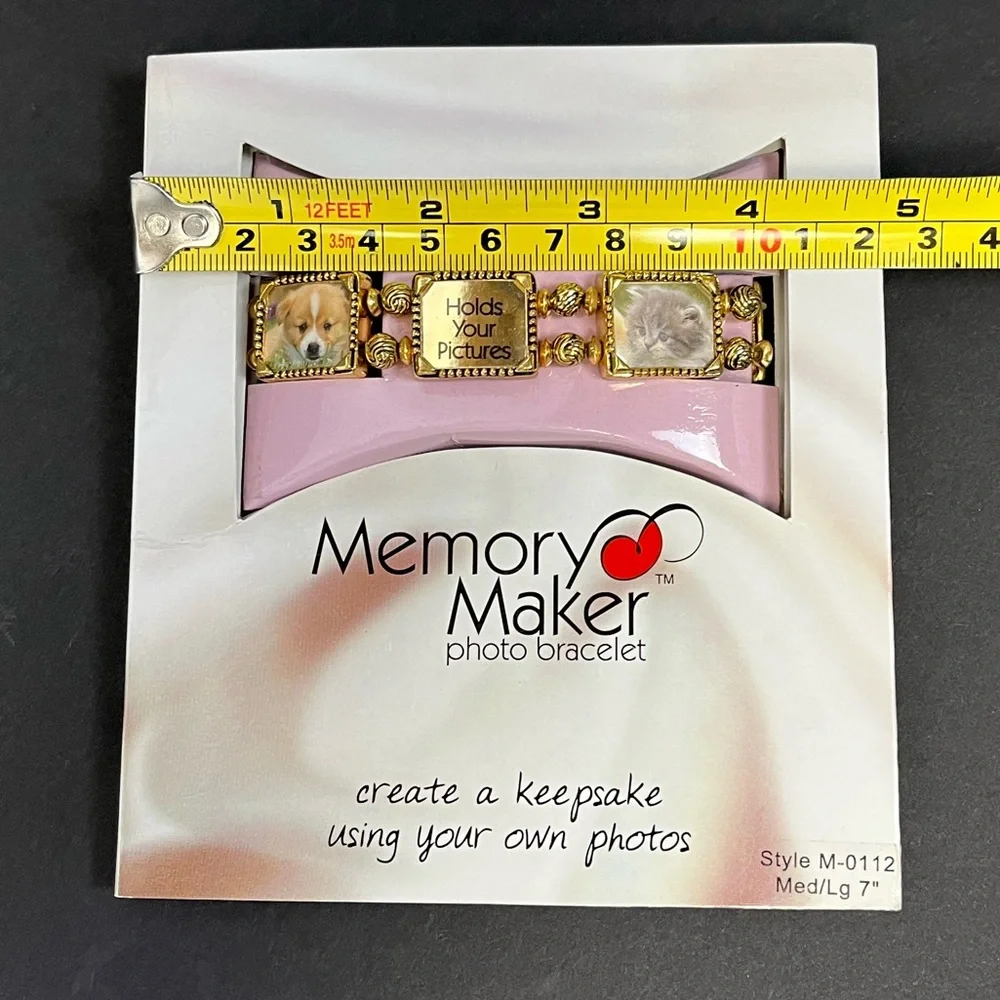 🆕 NWT Memory Maker Photo Bracelet Antique Gold-Toned Size M/L 7” Style M-01122